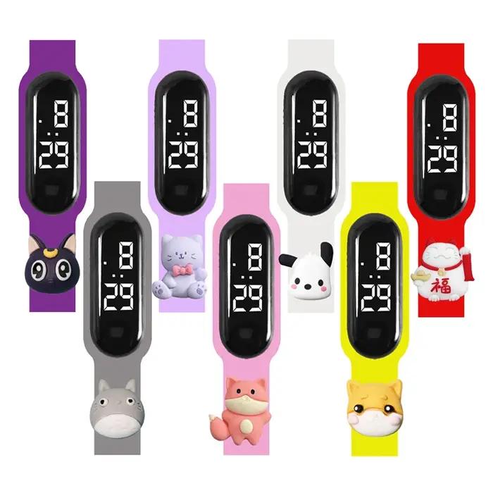 Montre enfant pour garçons et filles, motif dessin animé chien chat, jouet éducatif, montre-bracelet à claquer pour étudiants