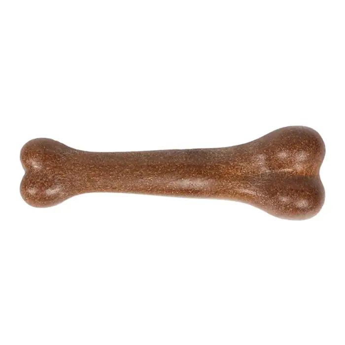 Jouet à mâcher pour chien, saveur de bacon de boeuf, forme d'os réaliste, jouet molaire résistant et