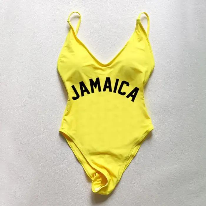 Maillots de bain femmes 2025 Sexy rembourré une pièce maillot de bain JAMAICA lettre maillot de bain