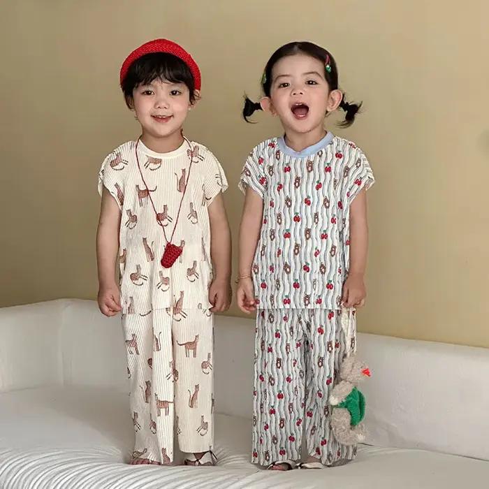 MILANCEL – ensemble de vêtements d'été pour enfants de 1 à 10 ans, T-shirt + short à motif d'ours de