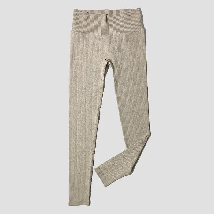 Pantalon de Yoga sans couture, Leggings de sport, taille haute, couleur unie, pleine longueur, pour
