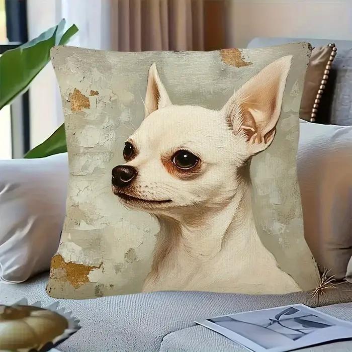Housse de coussin avec portrait de chien