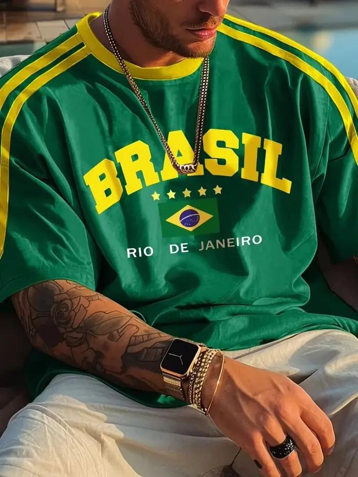 Maillot de football de l'équipe nationale du Brésil, imprimé en 3D, vêtements de sport pour la famille, t-shirt ample et confortable, adapté à un usage quotidien