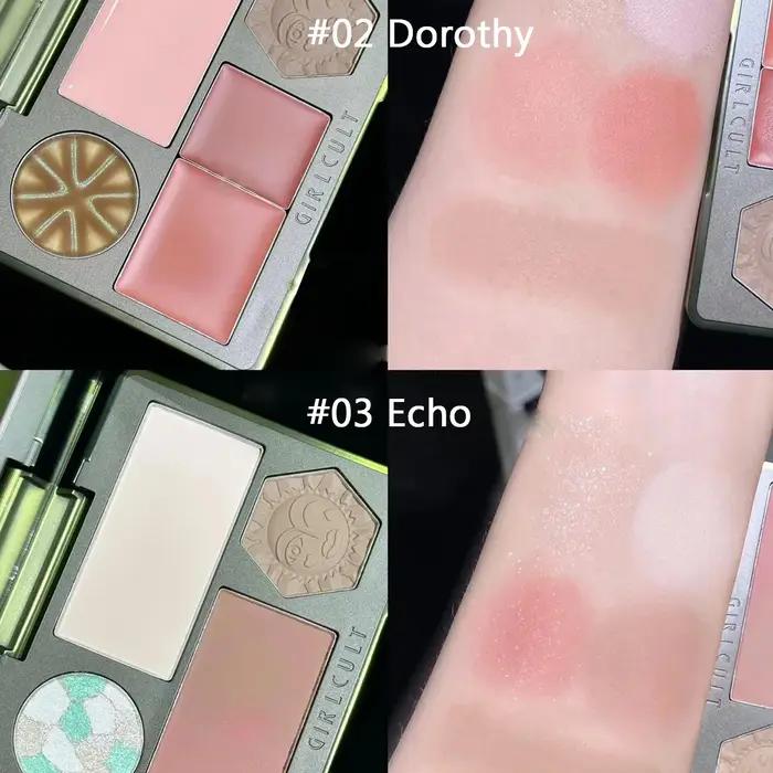 Palette pour le visage Girlcult (02 03), poudre lisse, fraisée fine, chute minimale, hautement pigme