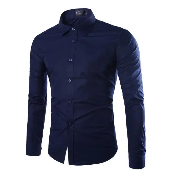 Chemise Hommes Décontractée Polyestère 14 Couleurs Unies Pour Tous Les Jours Occasions Spéciales