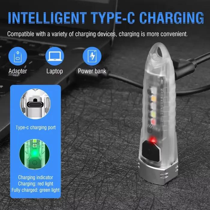 BORUiT V1 400LM UV porte-clés lampe de poche LED EDC Rechargeable étanche Fluorescent lampe de trava