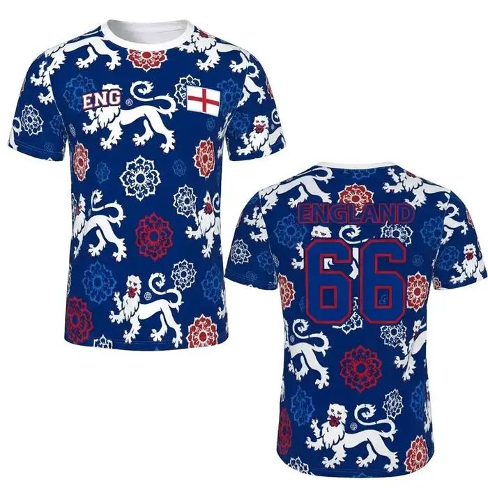 Maillot de football imprimé drapeau anglais t-shirt unisexe décontracté respirant et à séchage rapide pour entraînement de football occasions spéciales