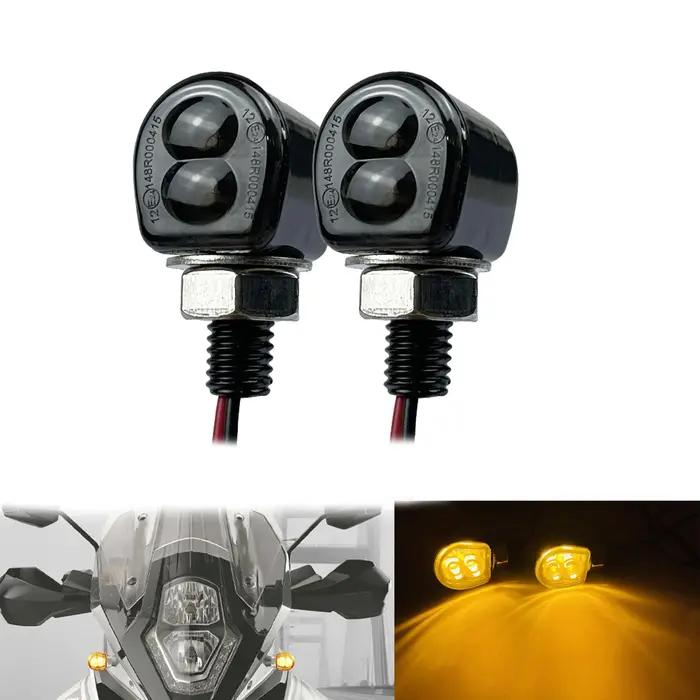 E marqué M8 Mini moto clignotant indicateur lumineux 12V ambre LED signaux