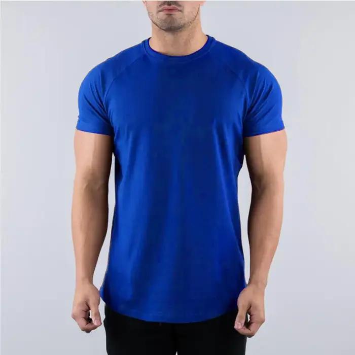 Hommes été maigre T-Shirt style décontracté à manches courtes t-shirt mâle gymnase Fitness Sport couverture en coton homme course entraînements sweat vêtements