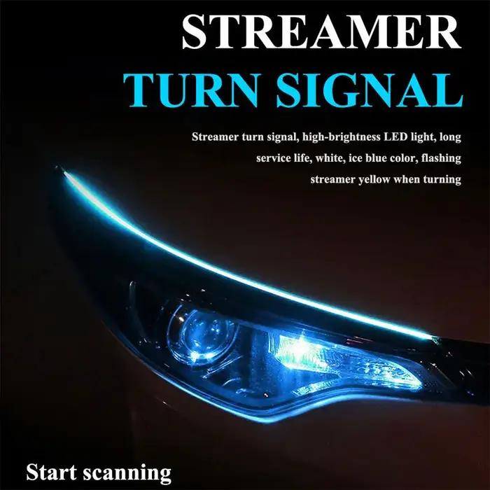 Bande DRL 12V pour feux de jour de voiture, bande Flexible et étanche, clignotant universel, lumière
