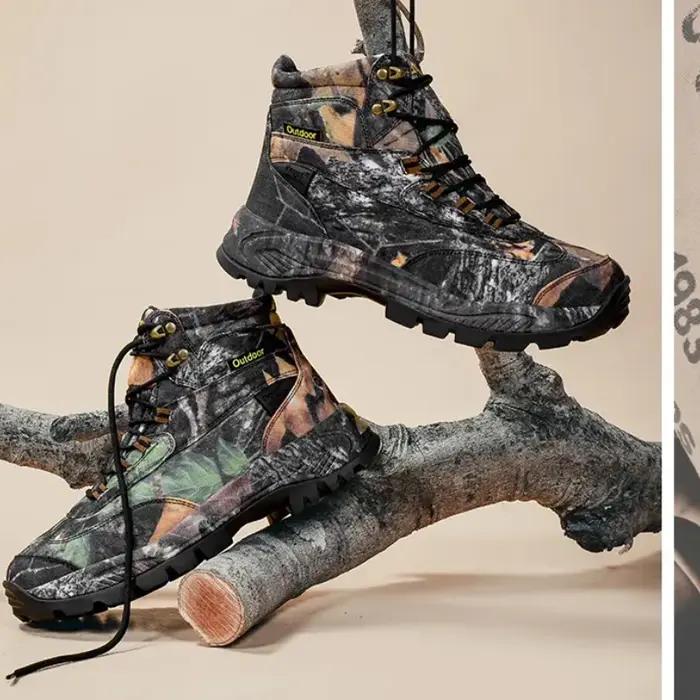 Bottes de camouflage montantes pour hommes résistantes à l'usure et respirantes pour la chasse et la randonnée en plein air