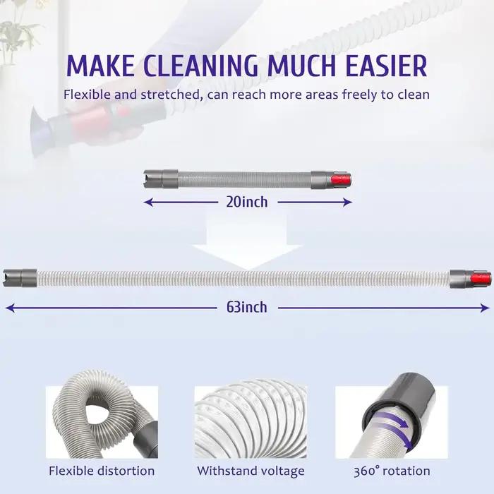 Tuyau d'extension Flexible pour brosse à dépoussiérer, pour aspirateur Dyson Outsize/ V7/ V8/ V10/ V