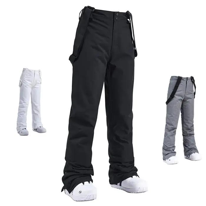 Haute qualité hommes femmes hiver épais chaud pantalons de ski coupe-vent imperméable à bretelles pa
