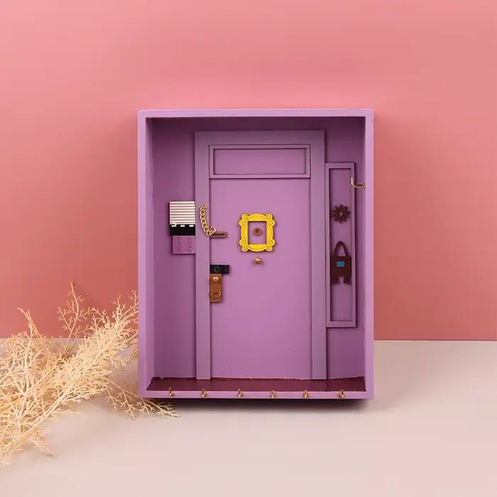 Porte violet amis porte-clés boîte en bois clé suspendue cintre