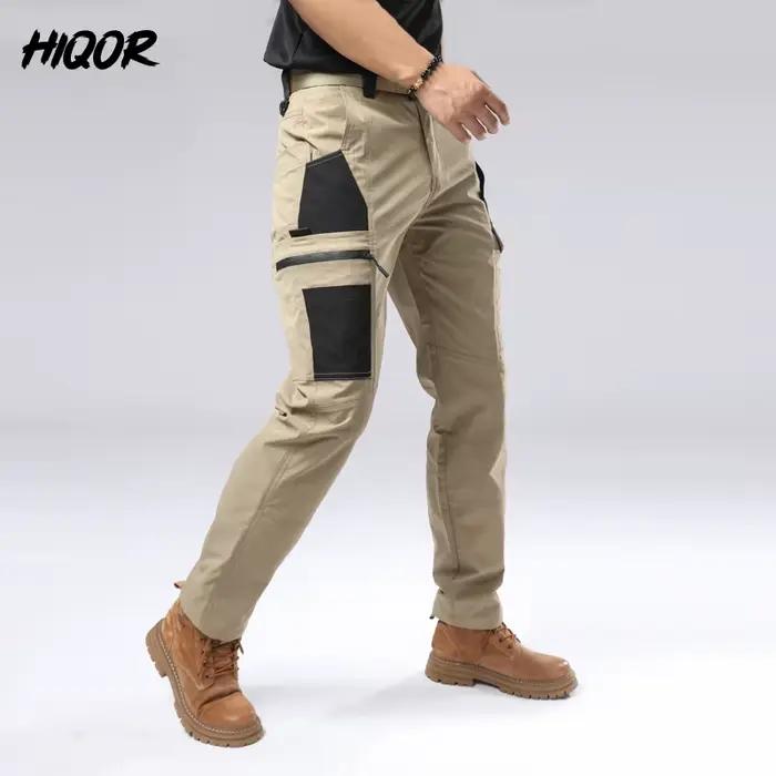 Pantalon cargo homme été HIQOR pour randonnée et travail - Coupe droite décontractée jogger américain