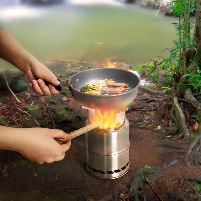 Poêle de Camping en plein air Portable, Mini poêle léger en acier inoxydable, pique-nique barbecue,