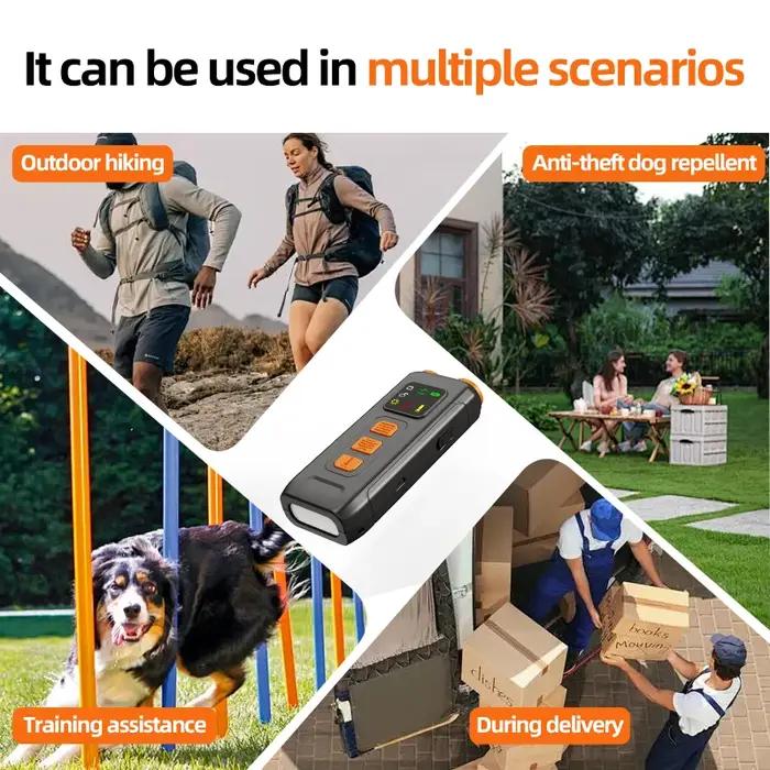 Dispositif Répulsif Anti-Aboiement pour Chiens à Double Tête avec Flash LED, Contrôle des Aboiements en Extérieur, Appareil Anti-Aboiement Rechargeable pour Chiens
