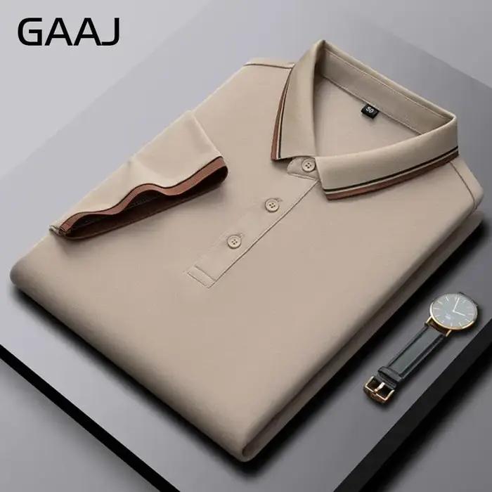GAAJ-Polo d'affaires pour hommes, hauts de marque décontractés, t-shirt à col rayé, t-shirt en coton de haute qualité, Polo Social, vêtements pour hommes