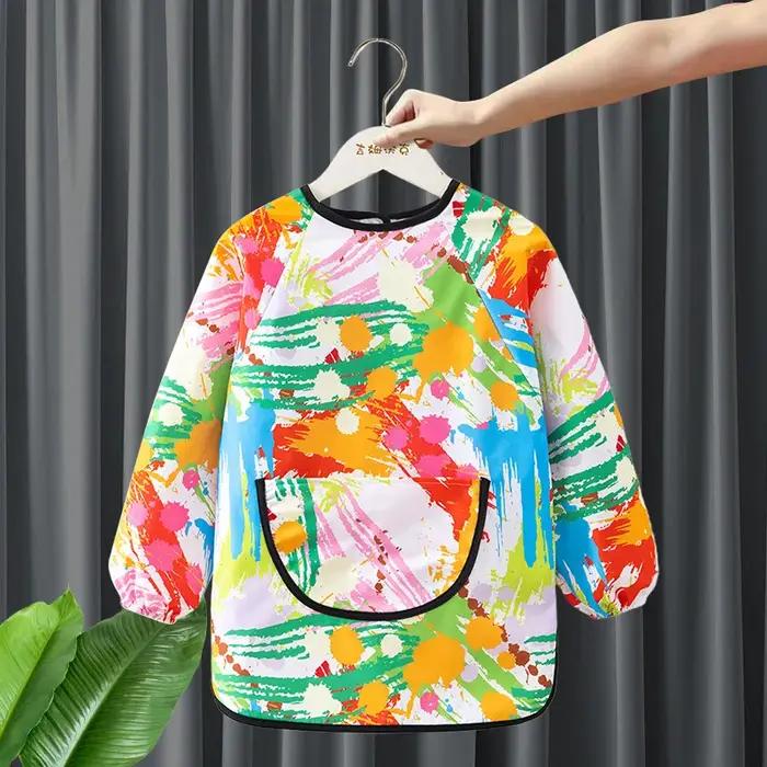 Tablier de peinture imperméable, Vêtements de protection inversés pour l'art des bébés, Bavette de repas résistante aux taches pour la maternelle, Combinaison de peinture pour enfants