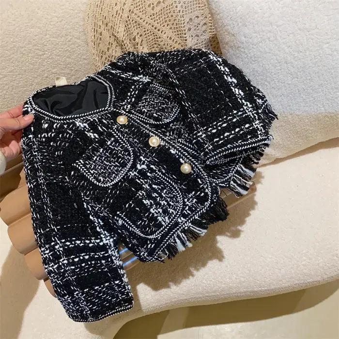 Ensemble manteau et pantalon à clochette pour enfants, vêtements pour tout-petits, tenue tissée pour bébé fille, vêtements de boutique pour enfants, 2 pièces