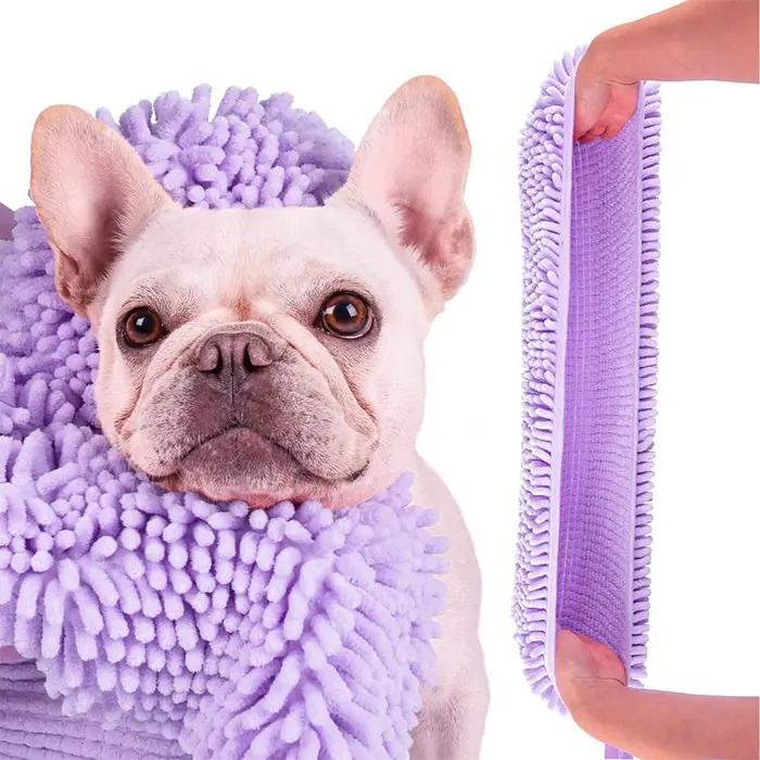 Serviette de bain douce pour animaux de compagnie, serviettes sèches en chenille, masseur de toilettage doux, absorbant, séchage rapide, petits, moyens et grands chiens et chats
