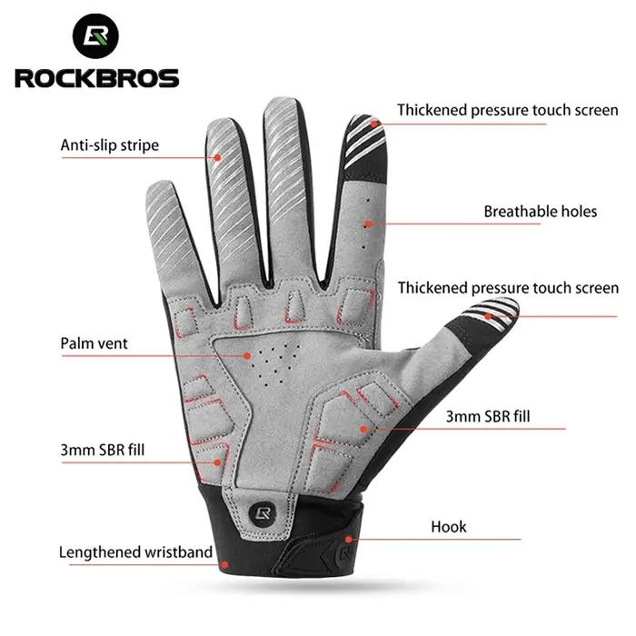 ROCKBROS gants de vélo unisexe écran tactile coupe-vent doigt complet Ski Camping en plein air randonnée moto