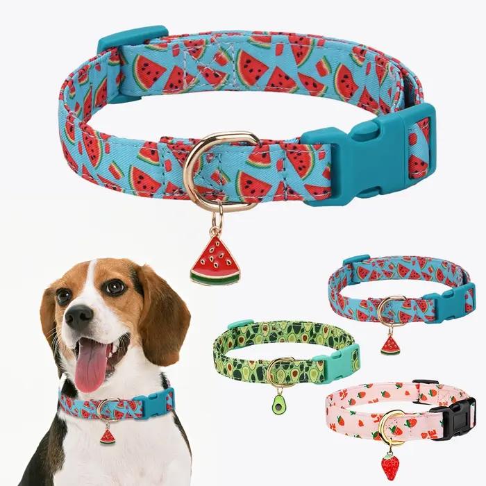 CP602/611-collier de chien de compagnie à motif de fruits avec pendentif en métal