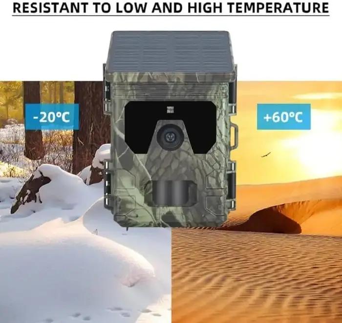 Caméra de chasse à panneau solaire étanche 30MP 2K