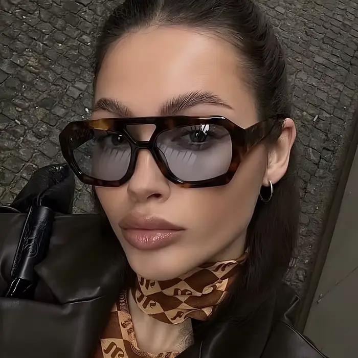 Lunettes anti-lumière design léopard pour femme - Double pont qualité supérieure protection solaire chasse