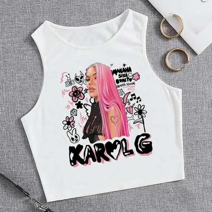 Haut court décontracté femme graphique hip hop t-shirt à motifs Karol G pour femmes ocassions multiples
