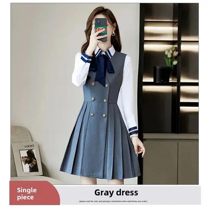 Robe gilet à manches longues pour femmes, Style Preppy professionnel, vêtements de style occidental,