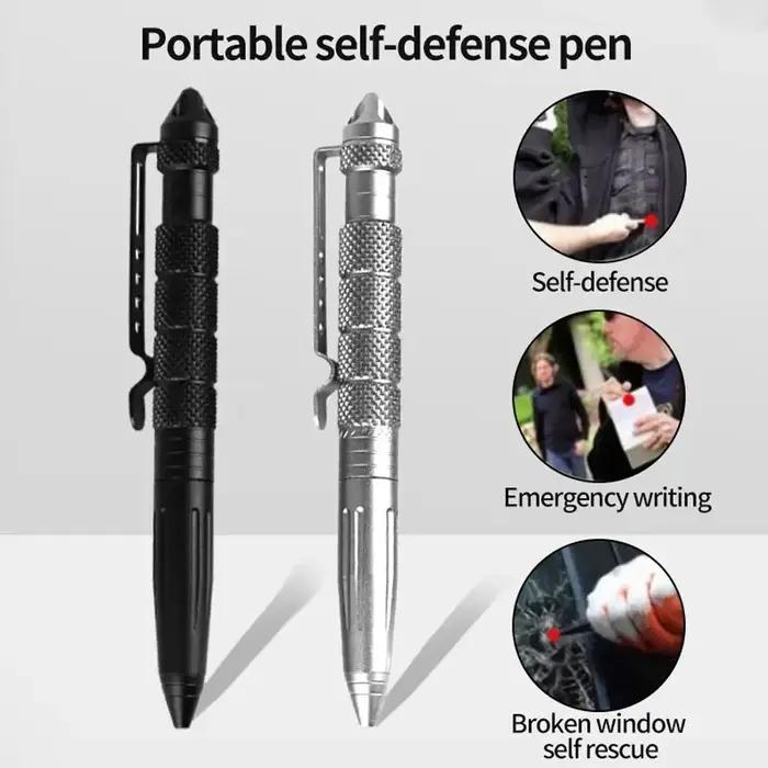 Stylo de défense tactique avec tête en acier tungstène, outil multifonction pour briser les vitres, pour la défense personnelle en extérieur et la signature