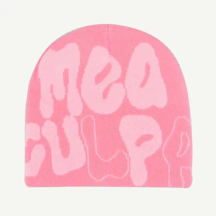 Mea Culpa tricot bonnets chapeau pour femmes hommes Couple Y2K quel est à la mode Bonnet Kpop laine