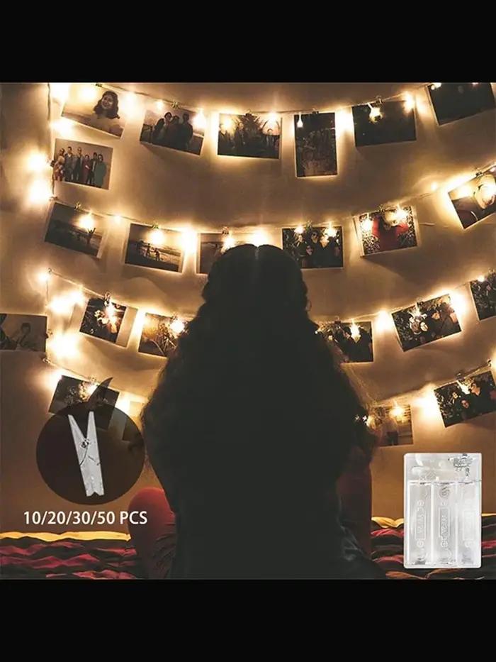 Guirlande lumineuse LED avec clips photo pour chambre mur carte gestion décoration fête occassions spéciales