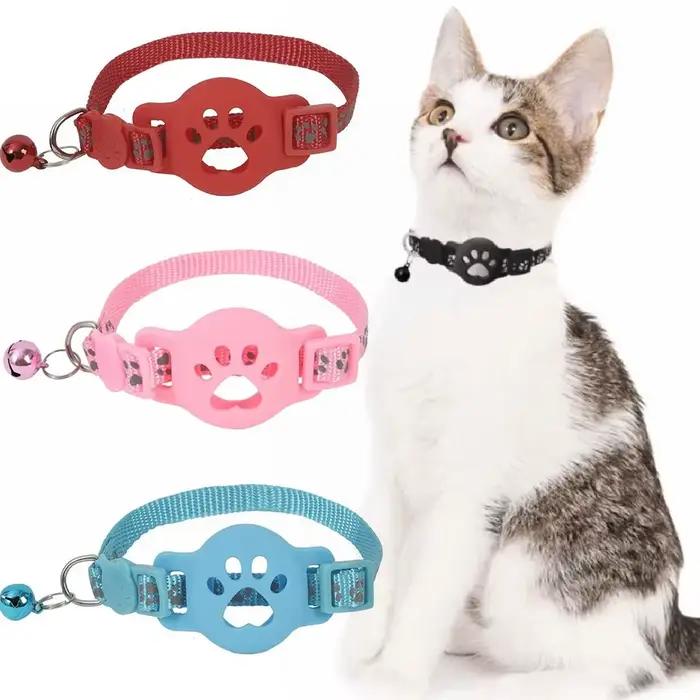 Collier de sécurité pour chat avec boucle, bandes réfléchissantes, réglable pour collier Airtag, anti-perte, étanche pour étui Airtag, chatons, chiots occassions spéciales