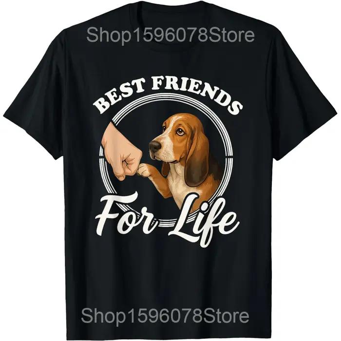 T-shirts magnifiques pour hommes, motif amoureux des chiens Basset Hound, en pur coton, humoristiques, streetwear, manches courtes, unisexe, vêtements amples.
