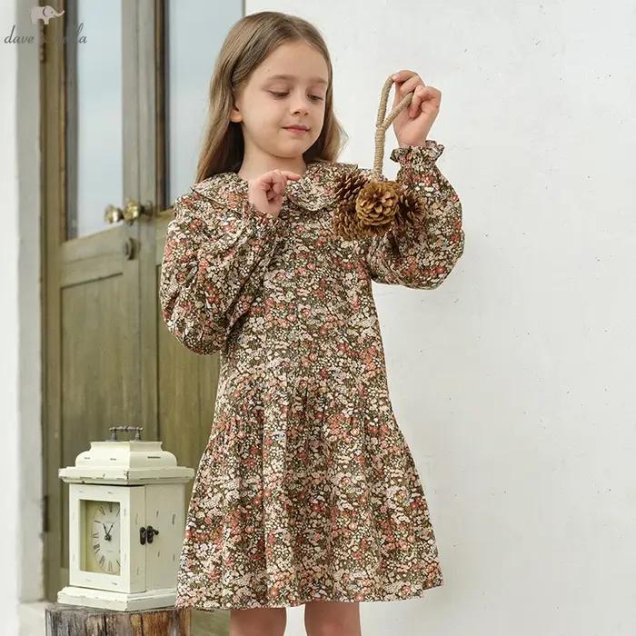 Dave Bella – robe florale d'automne pour enfants, tenue de princesse à manches longues, mignonne, vê