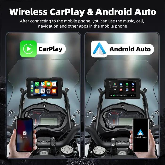 EKIY 5.0 pouces sans fil CarPlay Moto Android Auto Portable numérique