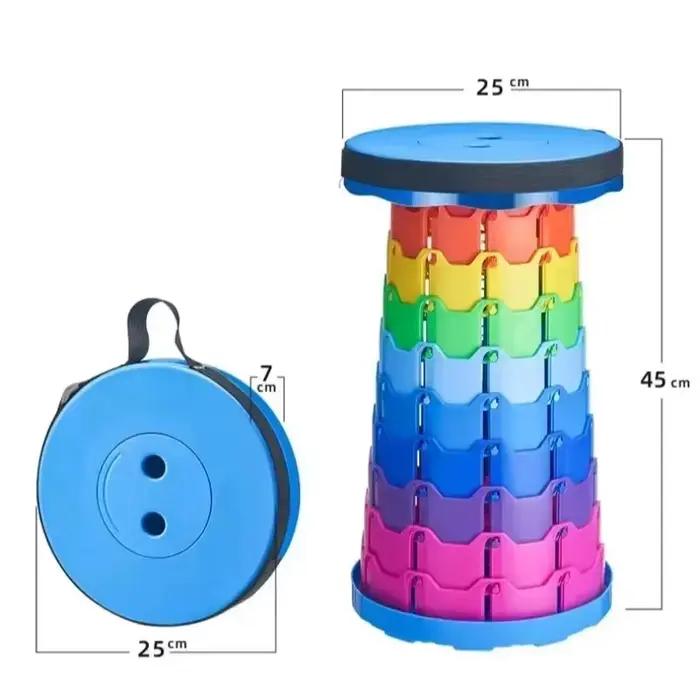 Chaise télescopique pliante en plastique portable, tabouret réglable léger pour la pêche, le camping