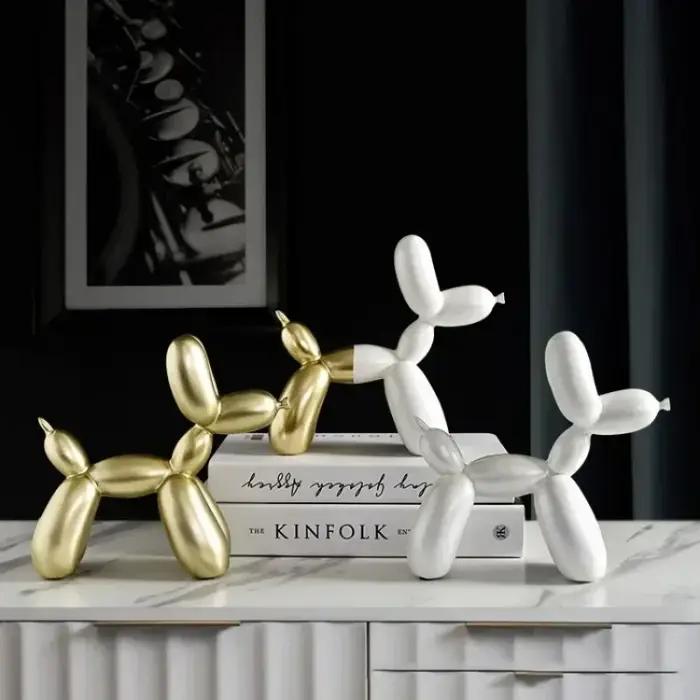Sculpture de chien ballon en résine nordique de 20 cm, figurines d'animaux, décoration moderne de luxe pour salon, bureau, maison, ornements, statues de chien