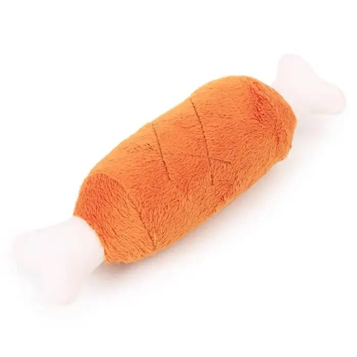 Lot de 3 jouets à mâcher en peluche douce et couineuse en forme de jambe de poulet pour chiens
