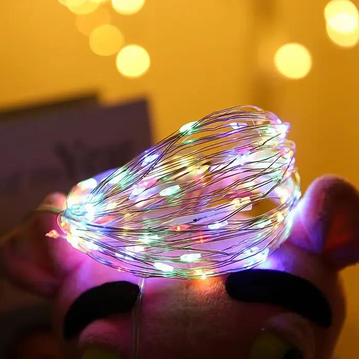 Guirlande lumineuse féerique LED multicolore à piles, guirlande lumineuse luciole pour anniversaire,