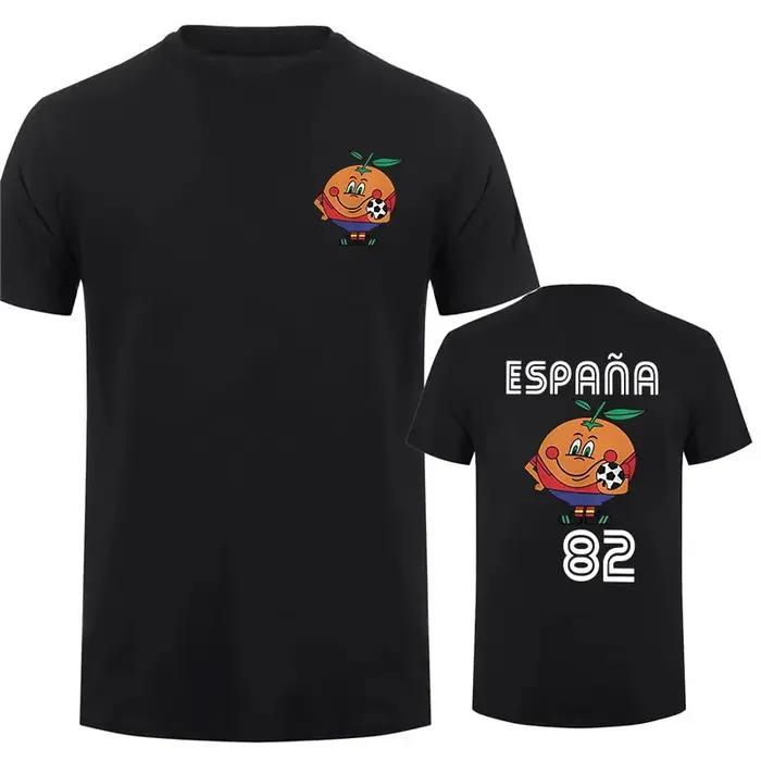 T-shirt Naranjito 1982 mascotte Espagne à manches courtes pour hommes style décontracté occasionnels festifs et quotidiens