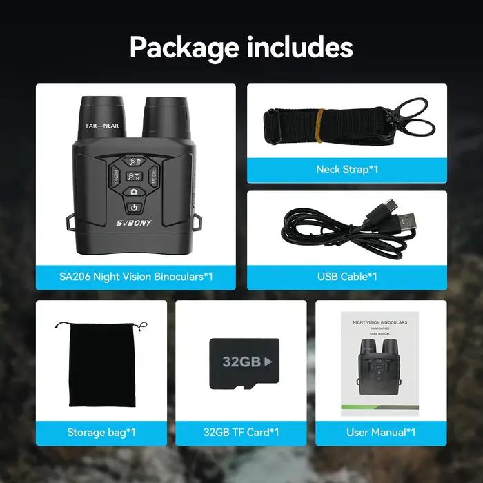 Jumelles numérique infrarouge SVBONY SX31 zoom vision nocturne 4K professionnelle chasse camping