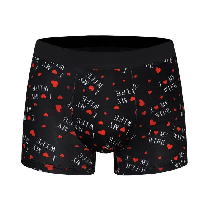 Boxer Imprimé Coeur Homme Respirant Taille Moyenne Polyesthère Élasthanne Mode Occasion Spéciale Activités Physiques