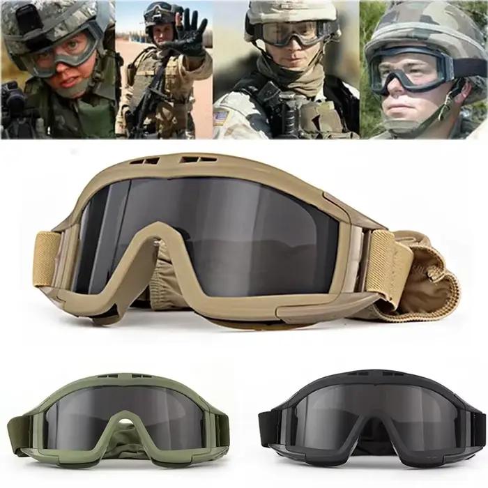 Nouveau Lunettes tactiques Airsoft 3 lentilles coupe-vent anti-poussière tir Motocross moto