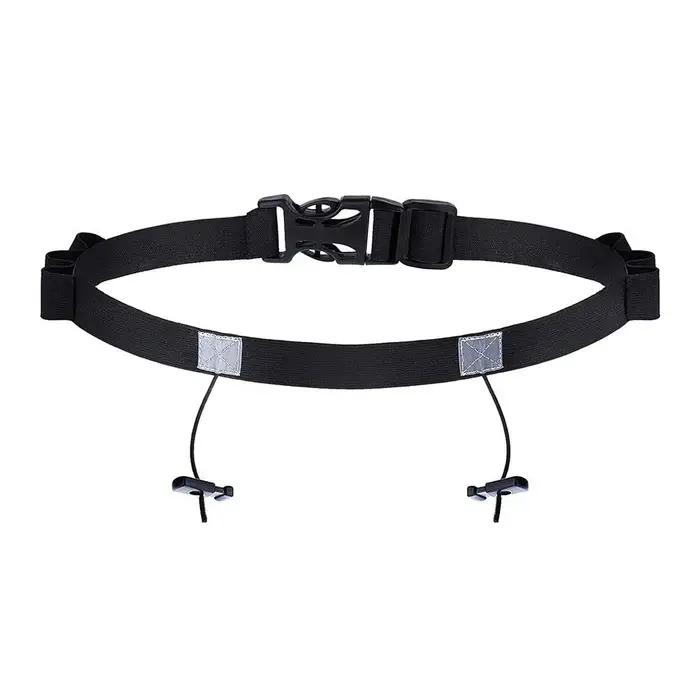 Ceinture de course en polyester noire avec système de stockage élastique pour triathlon marathon course à pied cyclisme