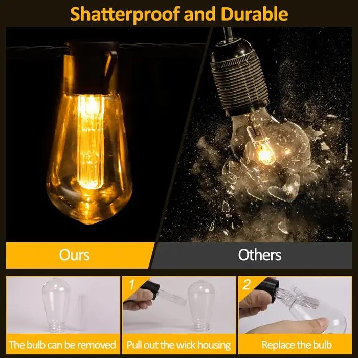 Guirlande solaire d'extérieur étanche, 10/30 ampoules incassables, lumières de Patio avec télécomman