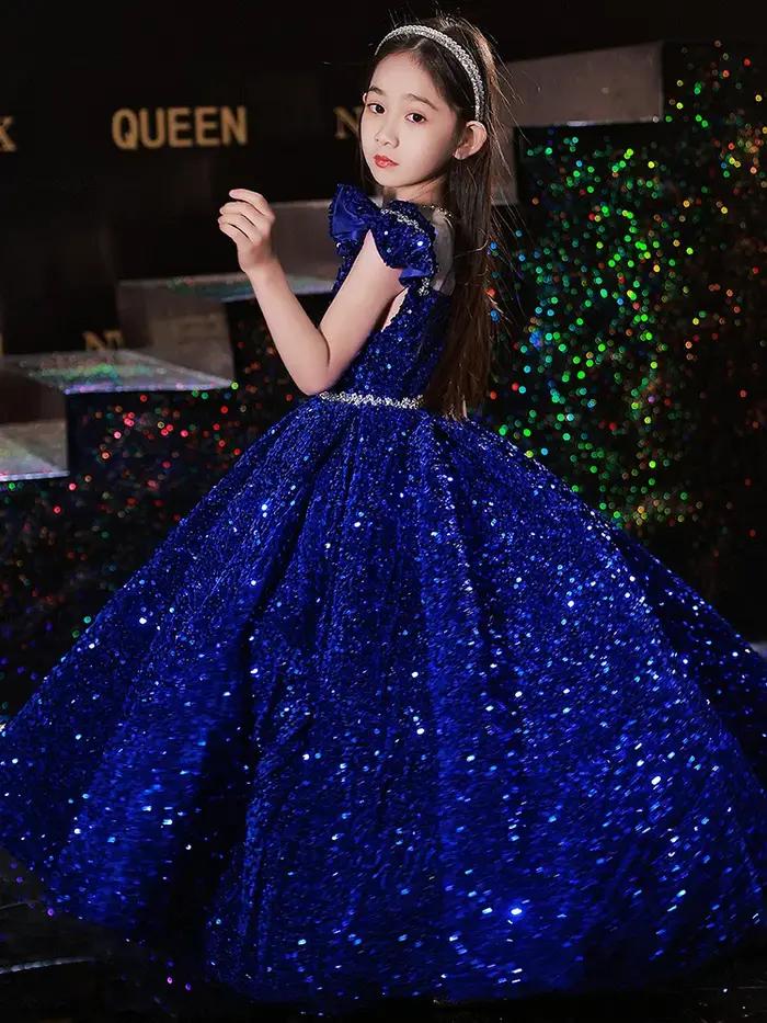 Robe de Princesse Longue à Paillettes pour Fille, Tenue de Bal Élégante, Cadeau d'Anniversaire, Mari