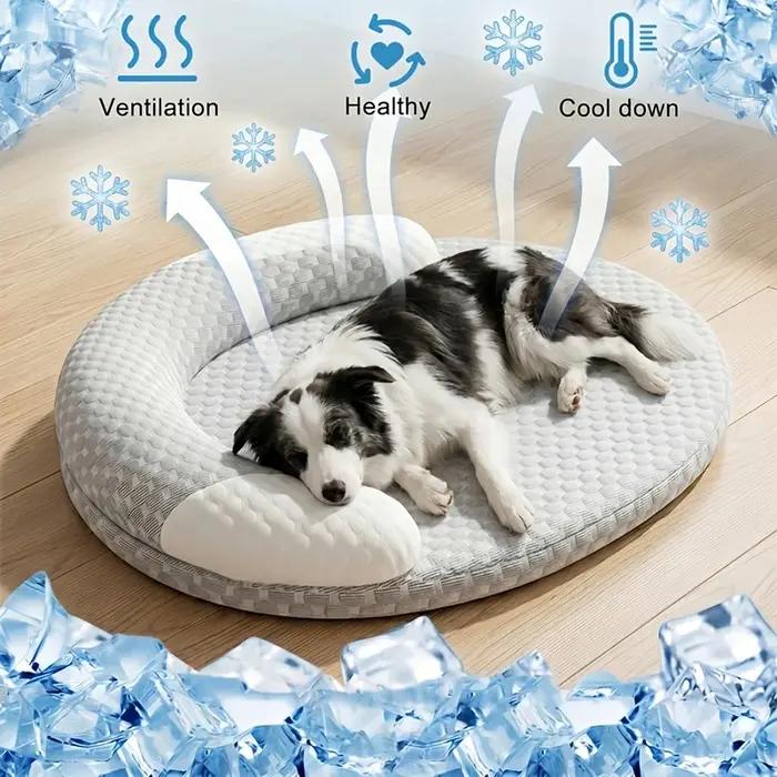 Lit pour chien orthopédique respirant et rafraîchissant hiver été doux lavable plusieurs tailles antidérapant pour animaux de compagnie toutes saisons